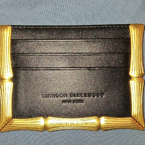 Brandon Blackwood Black Card Holder with Gold Trim - Picture 2 of 9